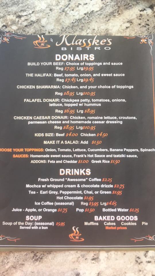 Klasske's Bistro Kamloops » MENU