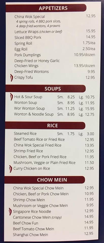 China Wok Menu Vernon