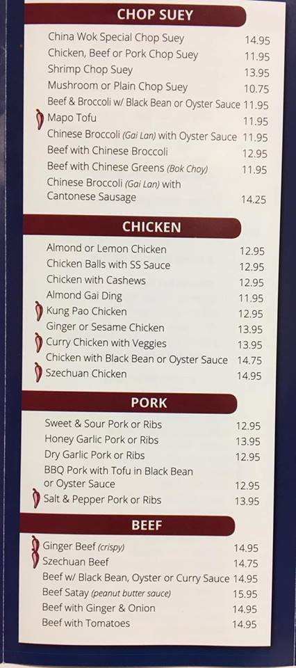 China Wok Menu Vernon