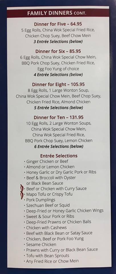 China Wok Menu Vernon